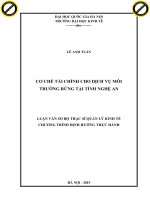 Cơ chế tài chính cho dịch vụ môi trường rừng tại tỉnh nghệ an 