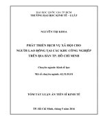 TRIỂN DỊCH VỤ XÃ HỘI CHO NGƯỜI LAO ĐỘNG TẠI CÁC KHU CÔNG NGHIỆP TRÊN ĐỊA BÀN TP HỒ CHÍ MINH