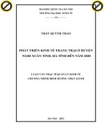 Phát triển kinh tế trang trại ở huyện nghi xuân, tỉnh hà tĩnh đến năm 2020 