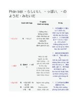 Phân biệt rashii,poi,noyou và mitai trong tiếng Nhật