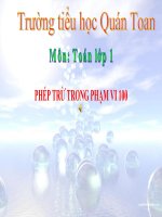 Bài giảng Toán 1 chương 4 bài 2: Phép trừ trong phạm vi 100 ( trừ không nhớ)