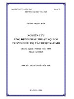 NGHIÊN CỨU ỨNG DỤNG PHẪU THUẬT NỘI SOI TRONG ĐIỀU TRỊ TẮC RUỘT SAU MỔ