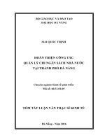 Hoàn thiện công tác quản lý chi NSNN tại thành phố đà nẵng 