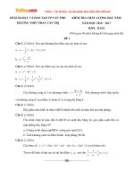 Đề thi khảo sát chất lượng đầu năm môn Toán lớp 12 trường THPT Phan Văn Trị, Cần Thơ năm học 2016 - 2017