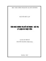 LUẬN ÁN VĂN HÓA CHÍNH TRỊ HỒ CHÍ MINH  GIÁ TRỊ LÍ LUẬN VÀ THỰC TIỄN