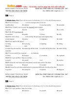 Đề kiểm tra 15 phút môn Tiếng Anh lớp 8 trường THCS Phan Chu Trinh, Buôn Ma Thuột năm học 2016 - 2017