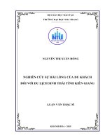 Nghiên cứu sự hài lòng của du khách đối với du lịch sinh thái tỉnh kiên giang 