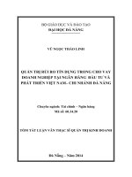 QUẢN TRỊ rủi RO tín DỤNG TRONG CHO VAY DOANH NGHIỆP tại NGÂN HÀNG đầu tư và PHÁT TRIỂN VIỆT NAM– CHI NHÁNH đà NẴNG 