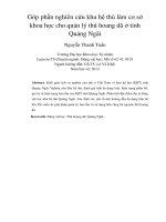 Góp phần nghiên cứu khu hệ thú làm cơ sở khoa học cho quản lý thú hoang dã ở tỉnh Quảng Ngãi