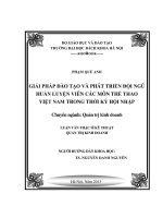 GIẢI PHÁP ĐÀO TẠO VÀ PHÁT TRIỂN ĐỘI NGŨ HUẤN LUYỆN VIÊN CÁC MÔN THỂ THAO VIỆT NAM TRONG THỜI KỲ HỘI NHẬP