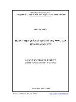 Hoàn thiện quản lý quỹ hỗ trợ nông dân tỉnh thái nguyên 