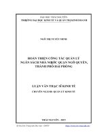 Hoàn thiện công tác quản lý ngân sách nhà nước quận ngô quyền thành phố hải phòng 