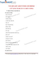 Từ vựng tiếng Anh về Đồ ăn và Thức uống