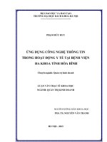 ỨNG DỤNG CÔNG NGHỆ THÔNG TIN TRONG HOẠT ĐỘNG Y TẾ TẠI BỆNH VIỆN ĐA KHOA TỈNH HÒA BÌNH