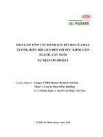 BÁO CÁO TÓM TẮT ĐÁNH GIÁ RỦI RO CỦA ĐẬU TƯƠNG BIẾN ĐỔI GEN ĐỐI VỚI SỨC KHỎE CON NGƯỜI, VẬT NUÔI