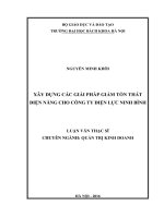 XÂY DỰNG CÁC GIẢI PHÁP GIẢM TỔN THẤT ĐIỆN NĂNG CHO CÔNG TY ĐIỆN LỰC NINH BÌNH