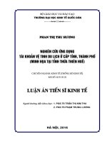 Nghiên cứu ứng dụng tài khoản vệ tinh du lịch ở cấp tỉnh, thành phố (Minh họa tại Thừa Thiên Huế)