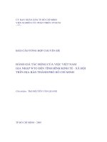 ĐÁNH GIÁ TÁC ĐỘNG CỦA VIỆC VIỆT NAM GIA NHẬP WTO ĐẾN TÌNH HÌNH KINH TẾ - XÃ HỘI TRÊN ĐỊA BÀN THÀNH PHỐ HỒ CHÍ MINH