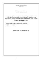 HIỆU QUẢ HOẠT ĐỘNG GIẢI QUYẾT KHIẾU NẠI, TỐ CÁO CỦA CÁC CƠ QUAN HÀNH CHÍNH NHÀ NƯỚC Ở NINH BÌNH HIỆN NAY