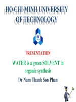 WATER is a green SOLVENT in organic synthesis