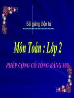 Bài giảng Toán 2 bài Phép cộng có tổng bằng 100 