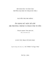 Ổn định mũ một số lớp hệ phương trình vi phân phi tuyến (LV01965)