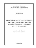 Đánh giá điều kiện tự nhiên, tài nguyên thiên nhiên phục vụ phát triển bền vững lâm nông nghiệp vùng đồi núi lưu vực sông Thu Bồn
