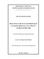 PHÂN TÍCH VÀ ĐỀ XUẤT GIẢI PHÁP QUẢN LÝ NGUỒN NHÂN LỰC CỦA CÔNG TY CỔ PHẦN IN PHÚ THỌ