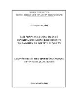 Giải pháp tăng cường quản lý quỹ khám chữa bệnh bảo hiểm y tế tại bảo hiểm xã hội tỉnh hưng yên 