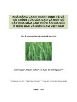 KHẢ NĂNG CẠNH TRANH KINH TẾ VÀ TÀI CHÍNH CỦA LÚA GẠO VÀ MỘT SỐ CÂY HOA MÀU LÀM THỨC ĂN GIA SÚC Ở MIỀN BẮC VÀ MIỀN NAM VIỆT NAM