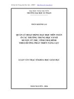 Quản lý hoạt động dạy học môn toán ở các trường trung học cơ sở huyện vũ thư, tỉnh thái bình theo hướng phát triển năng lực 