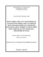 Hoàn thiện công tác thẩm định tài sản bảo đảm trong cho vay khách hàng doanh nghiệp tại chi nhánh ngân hàng nông nghiệp và phát triển nông thôn quận ngũ hành sơn   thành phố đà nẵng 