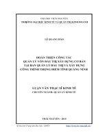 Hoàn thiện công tác quản lý vốn đầu tư xây dựng cơ bản tại ban quản lý đầu tư và xây dựng công trình trọng điểm tỉnh quảng ninh 