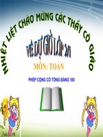 Bài giảng Toán 2 bài Phép cộng có tổng bằng 100 