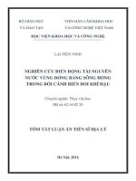 Nghiên cứu biến động tài nguyên nước vùng đồng bằng sông Hồng trong bối cảnh biến đổi khí hậu