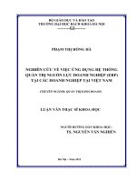 NGHIÊN CỨU VỀ VIỆC ỨNG DỤNG HỆ THỐNG QUẢN TRỊ NGUỒN LỰC DOANH NGHIỆP (ERP) TẠI CÁC DOANH NGHIỆP TẠI VIỆT NAM