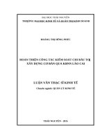 Hoàn thiện công tác kiểm soát chi đầu tư xây dựng cơ bản qua kho bạc nhà nước lào cai 