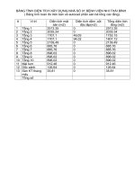 BẢNG TÍNH DIỆN TÍCH XÂY DỰNG NHÀ SỐ 01 BỆNH VIỆN NHI THÁI BÌNH