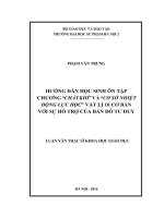 Hướng dẫn học sinh ôn tập chương chất khí và cơ sở nhiệt động lực học vật lí 10 cơ bản với sự hỗ trợ của bản đồ tư duy (LV01962)