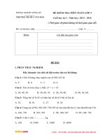 Đề thi học kì 1 môn Toán lớp 4 trường tiểu học Vân Hán, Thái Nguyên năm 2015 - 2016