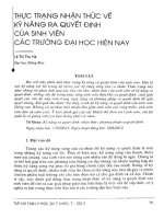 Thực trạng nhận thức về kỹ năng ra quyết định của sinh viên các trường đại học hiện nay 