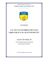 Các yếu tố ảnh hưởng đến chất lượng dịch vụ du lịch tỉnh phú yên 