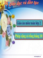Bài giảng Toán 2 chương 2 bài 1: Phép cộng có tổng bằng 10