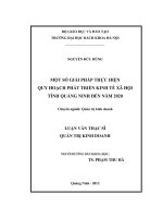 MỘT SỐ GIẢI PHÁP THỰC HIỆN QUY HOẠCH PHÁT TRIỂN KINH TẾ XÃ HỘI TỈNH QUẢNG NINH ĐẾN NĂM 2020