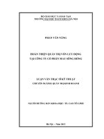 HOÀN THIỆN QUẢN TRỊ VỐN LƯU ĐỘNG TẠI CÔNG TY CỔ PHẦN MAY SÔNG HỒNG