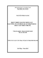 Phát triển nguồn nhân lực tại công ty cổ phần xuất nhập khẩu thủy sản miền trung