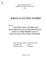 Giải pháp nâng cao hiệu quả hoạt động sản xuất kinh doanh tại công ty TNHH thương mại và chuyển giao công nghệ thành đô 