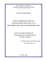 NÂNG CAO HIỆU QUẢ CHO VAY TẠI NGÂN HÀNG TMCP ĐẦU TƯ VÀ PHÁT TRIỂN VIỆT NAM CHI NHÁNH PHÚC YÊN