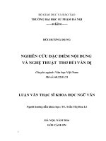 NGHIÊN CứU ĐặC ĐIểM NộI DUNG VÀ NGHệ THUậT  THƠ BÙI VĂNDị