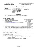 Đề thi kết thúc học phần Tin học đại cương đê 3